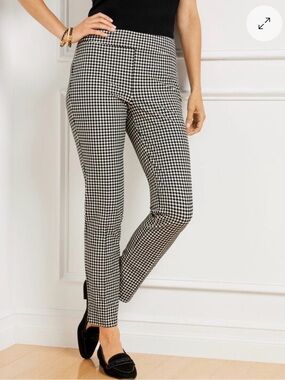 Talbots teal navy Houndstooth ankle pants